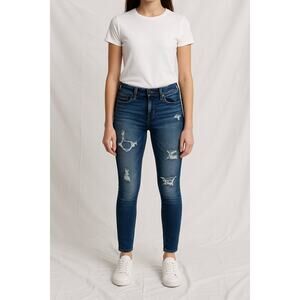 American Eagle Jegging Women’s 8R Blue Super Stretch Distressed Skinny Jeans Y2K